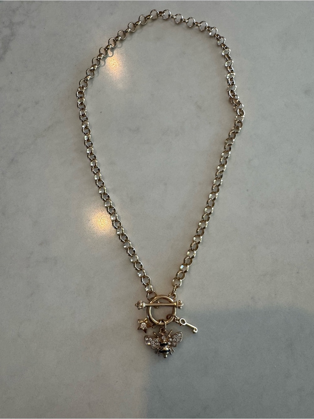 NWOT Bee Pendant Toggle Necklace | Gold-Tone 18”